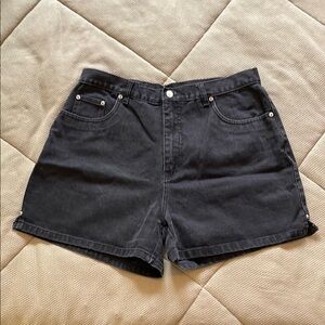 VTG Bill Blass 100% Cotton High Waisted Black Denim Jean Shorts Size 16